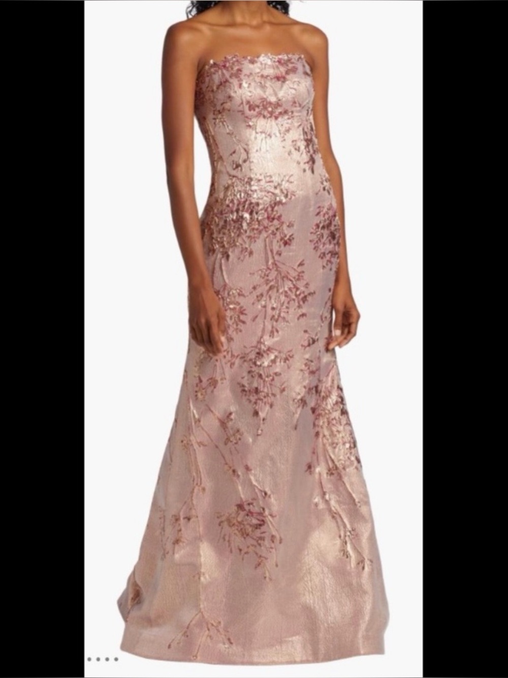 Rene Ruiz Strapless Embroidered Blush Pink Gown
